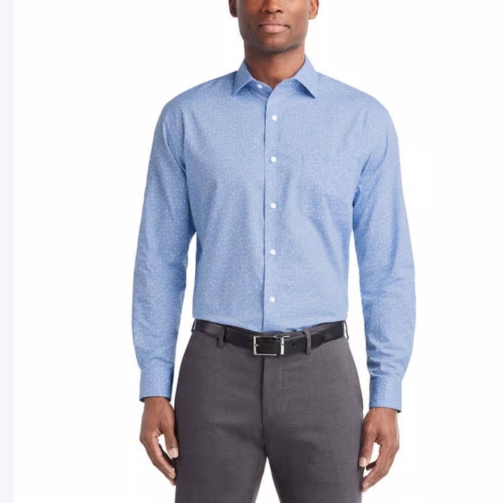 Men's Van Heusen Blue Red Fit/Wrinkle Free Button down Shirt Sz 18 1/2 NWOT